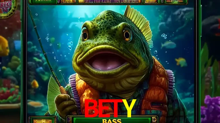 Personagem de peixe pescador do popular jogo de slot com tema de pescaria, uma das emocionantes opções de caça-níqueis para jogar e ganhar no cassino BETY.